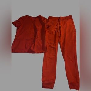 Mandala Scrubs - Burnt Orange Joggers + Top Scrub Set